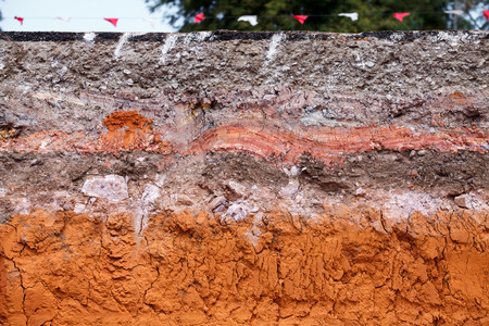 Layer of soil beneath the asphalt road.の写真素材