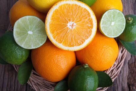 Mix of fresh citrus fruitsの写真素材