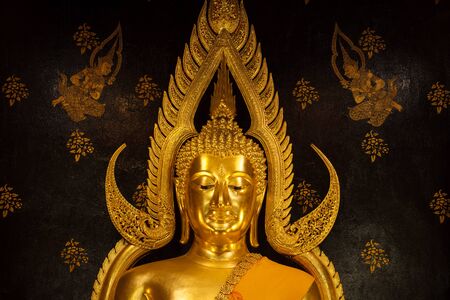PHITSANULOK - JUNE 17,2015 : The most beautiful buddha sculpture in Phitsanulok, , Phra Buddha Chinnarat is the most beautiful and the large gold buddha sculpture in Phitsanulok, Thailand.のeditorial素材