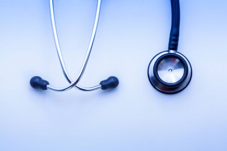 stethoscope on blue backgroundの写真素材