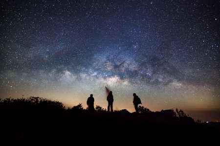 Milky Way Galaxy at Doi Luang Chiang Dao high mountain in Chiang Mai Province, Thailand.Long exposure photograph.With grainの写真素材
