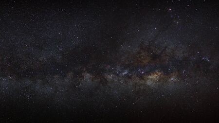 Milky Way galaxy, Long exposure photograph, with grainの写真素材
