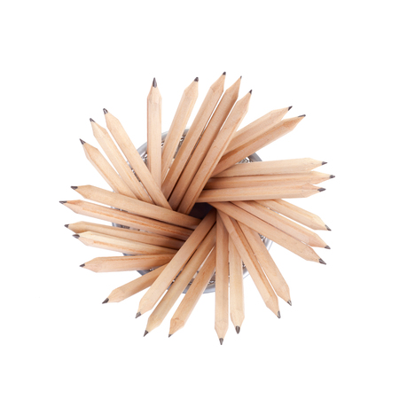 Pencils in a basket,Topviewの写真素材