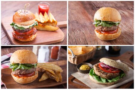 Hamburger collageの写真素材