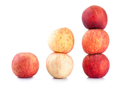 Fresh red apple isolated on white backgroundの写真素材