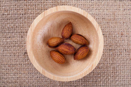 almonds nuts in bowlの写真素材