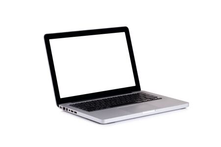 Laptop with blank screen isolated on white backgroundの写真素材
