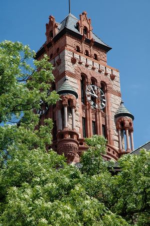 Clock Tower At Courthouse In Waxahachie, Texasの写真素材