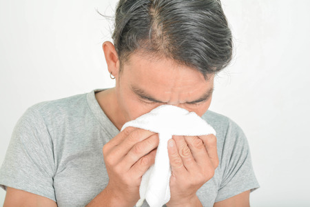 Cold nose in manの写真素材