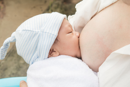 Babies drink breast milk and morning sun.