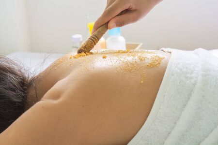 Turmeric and tamarind with honey and scrub and massage skin treatmentの写真素材