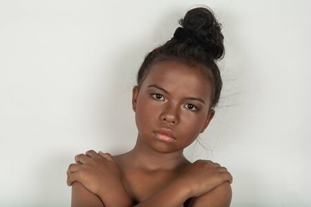 Thai face girl. Look still. Beautiful and bright. Childhood model In popular style The naturalness of skin.の写真素材