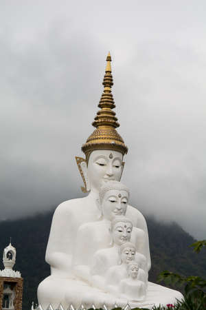 five buddha statue on blue sky backgroundの写真素材