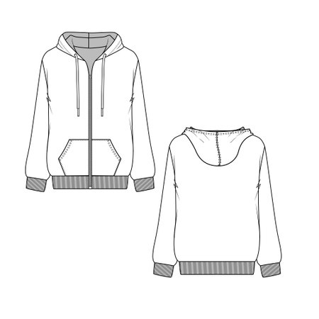 Vector illustration of a hoodie. Women's hoodie with a hood.のイラスト素材