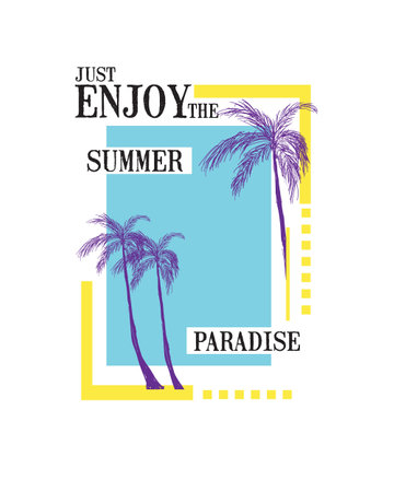 summer poster with palms trees and lettering vector illustration desingのイラスト素材
