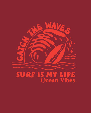 Surfing typography. Surfing is my favorite sport. Vector illustrationのイラスト素材