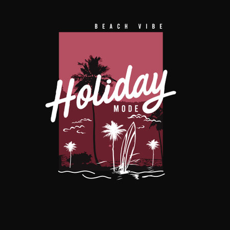 Holiday Mode Beach Vibes summer poster graphic designのイラスト素材