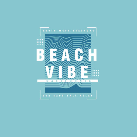 Beach Vibe California typography summer seashore t shirt designのイラスト素材