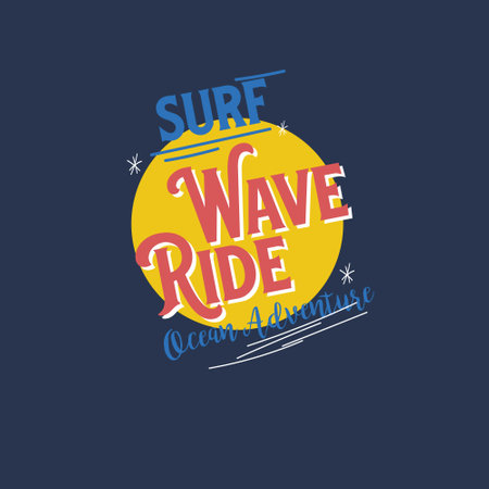 Surf wave ride ocean adventure typography poster graphic  designのイラスト素材