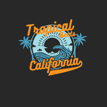 Tropical Beats California summer sunshine graphic designのイラスト素材