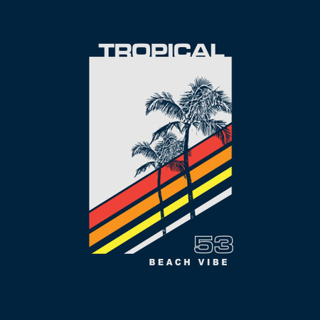 tropical Beach vibe palm tree poster designのイラスト素材