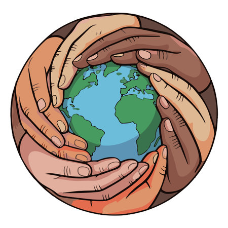 Hands holding earth globe. Vector illustration of hands holding Earth.のイラスト素材