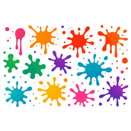 Colorful paint splashes set. Vector illustration isolated on white backgroundのイラスト素材