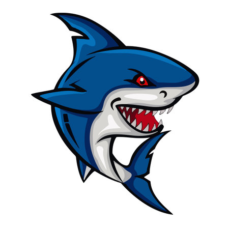 Shark mascot. Cartoon vector illustration of shark mascot for sport team.のイラスト素材