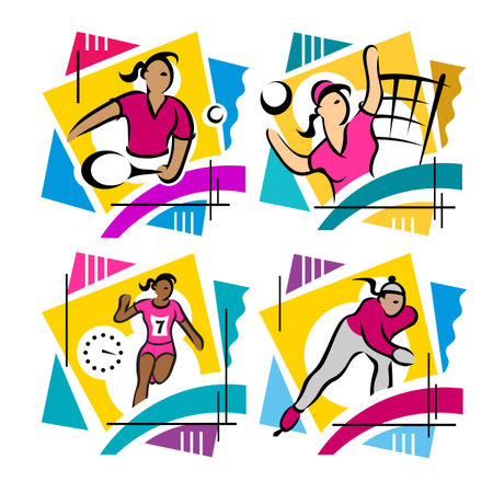Set of sport icons in flat style. Gymnastics. Vector illustrationのイラスト素材
