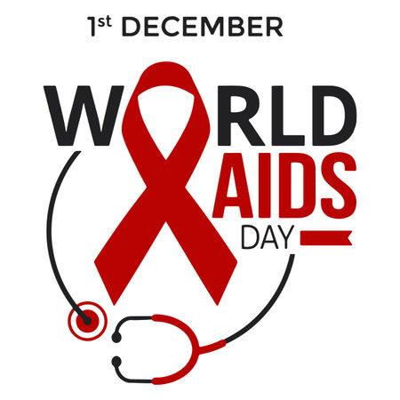 World AIDS Day. Vector illustration of a red ribbon on a white background.のイラスト素材