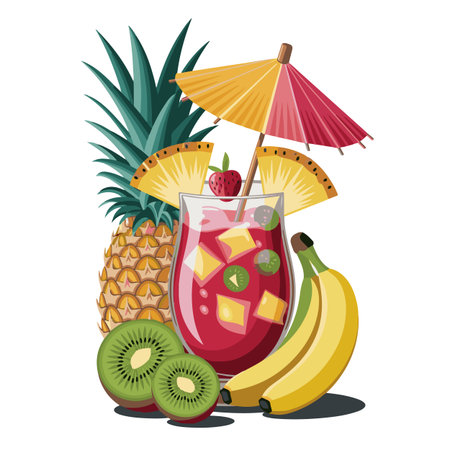 tropical cocktail icon over white background. colorful design. vector illustrationのイラスト素材