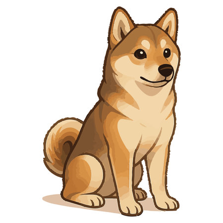 Shiba inu dog sitting on white background. Vector illustration.のイラスト素材