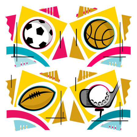 Set of football, basketball, soccer and rugby icons. Vector illustrationのイラスト素材
