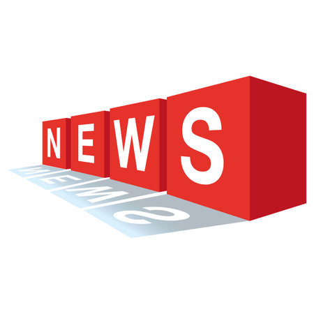 Red cubes with the word news on a white background. Vector illustrationのイラスト素材