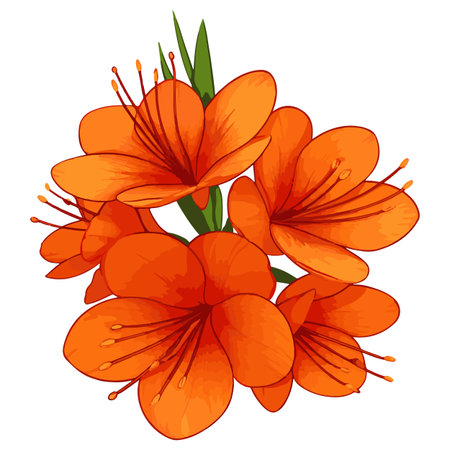 Bouquet of orange lilies on a white background. Vector illustration.のイラスト素材