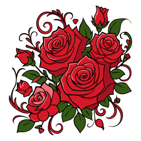Red roses on a white background. Vector illustration for your design.のイラスト素材