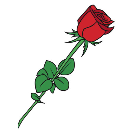 rose flower icon image vector illustration design  black and red color lineのイラスト素材
