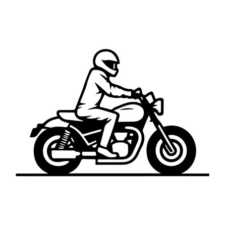 Vector illustration of a man riding a motorbike on white background.のイラスト素材