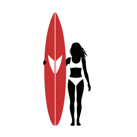 surf girl with surfboard icon over white background. vector illustrationのイラスト素材