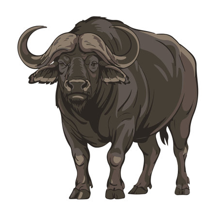 Buffalo. Isolated on a white background. Vector illustration.のイラスト素材
