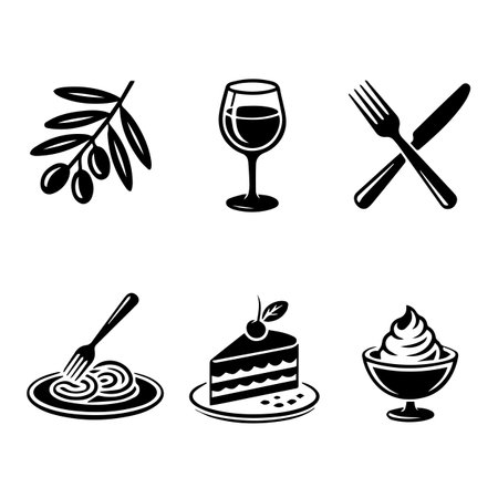set of icons on the theme of food, restaurant, cafe, restaurantのイラスト素材