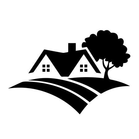 house and tree icon over white background. vector illuatrationのイラスト素材
