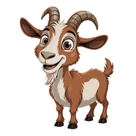 Goat cartoon character isolated on white background. Goat vector illustration.のイラスト素材