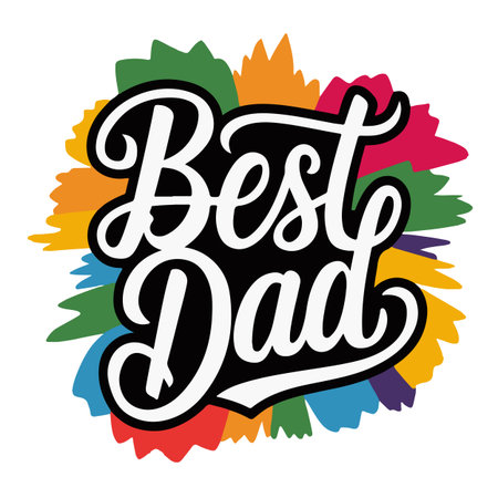 Best dad. Hand drawn lettering. Vector illustration on white background.のイラスト素材