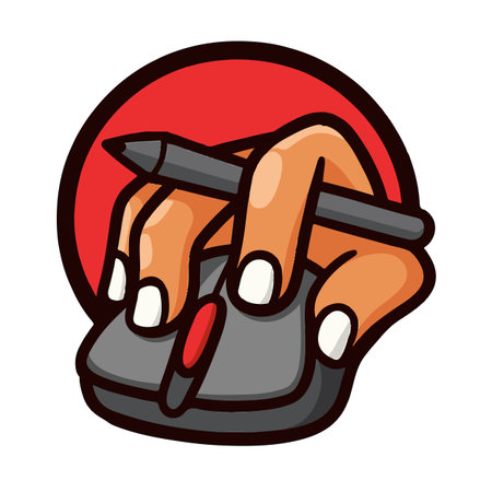 Hand with pen and mouse. Vector illustration of a stylus.のイラスト素材