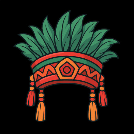 Native american indian headdress with feathers. Vector illustration.のイラスト素材