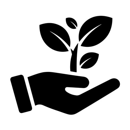 Plant in hand flat icon. Vector illustration on white background.のイラスト素材