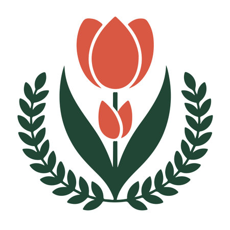 tulip flower with laurel wreath isolated icon vector illustration designのイラスト素材