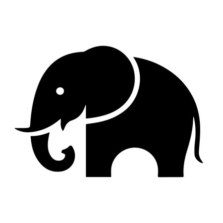 elephant animal isolated icon vector illustration design  black and white colorのイラスト素材