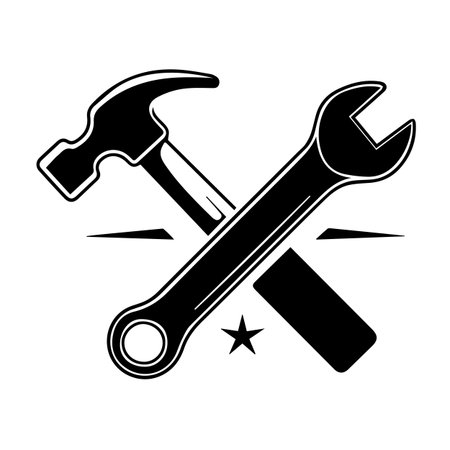Hammer and wrench icon on white background. Vector Illustration.のイラスト素材